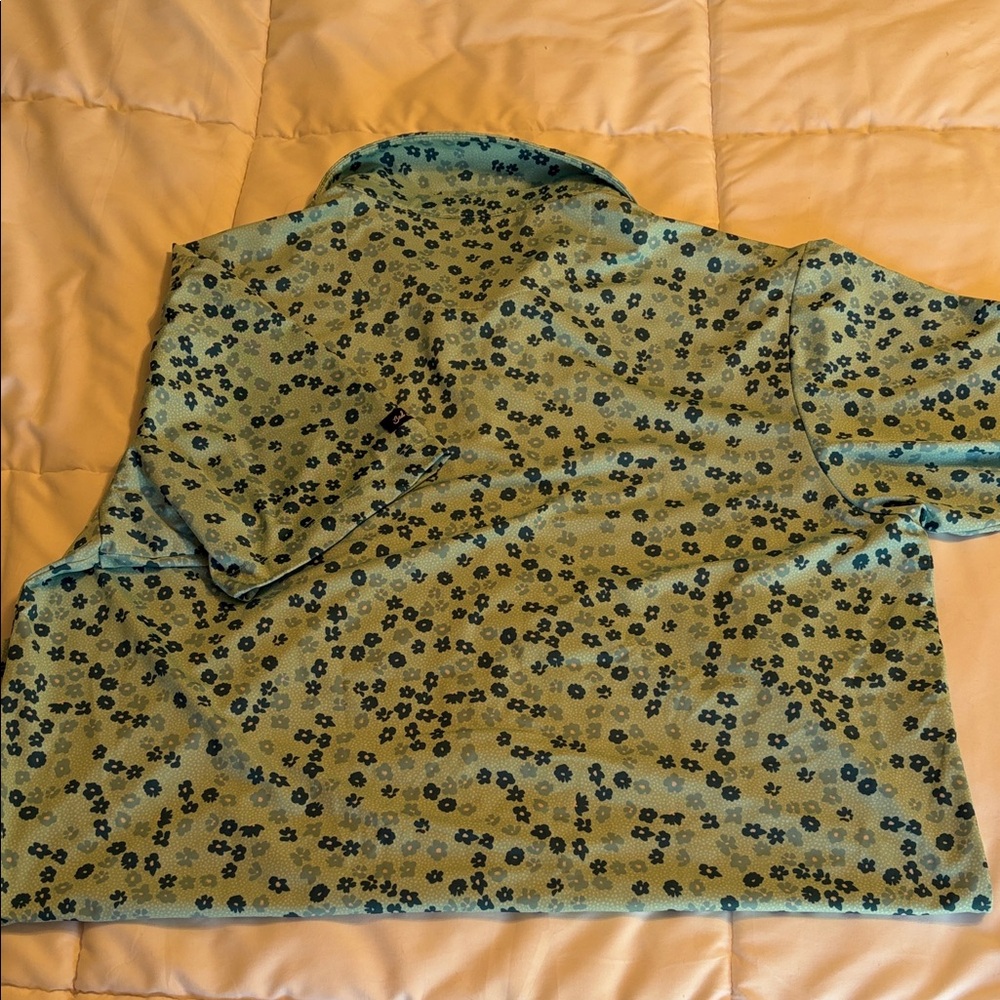 Bad Birdie Green Floral Polo Shirt - Picture 4 of 4